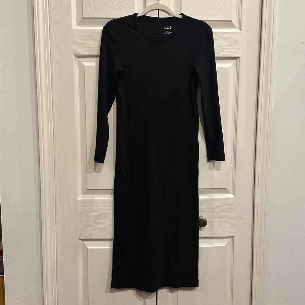 COS long sleeve ribbed maxi dress size small
